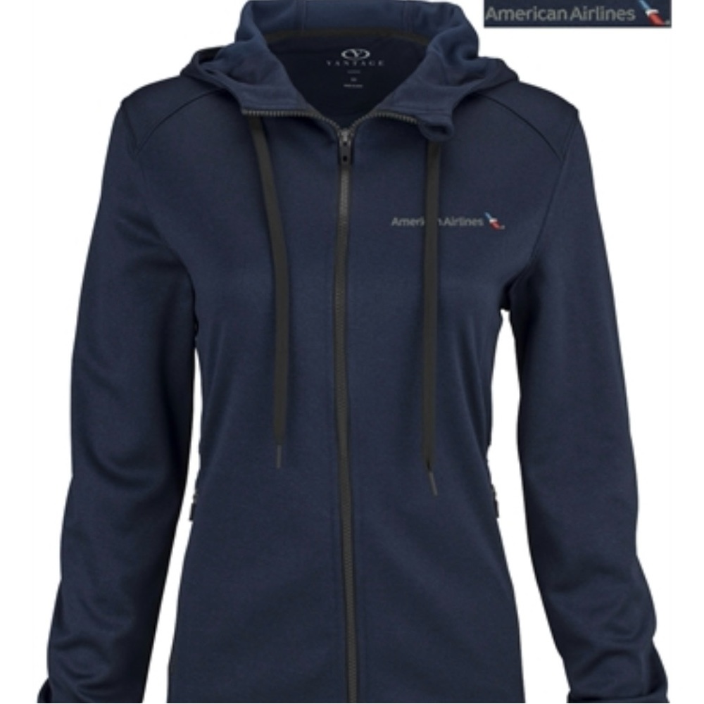 American Airlines Full Zip Hoodie Jacket | Medium | Navy Blue